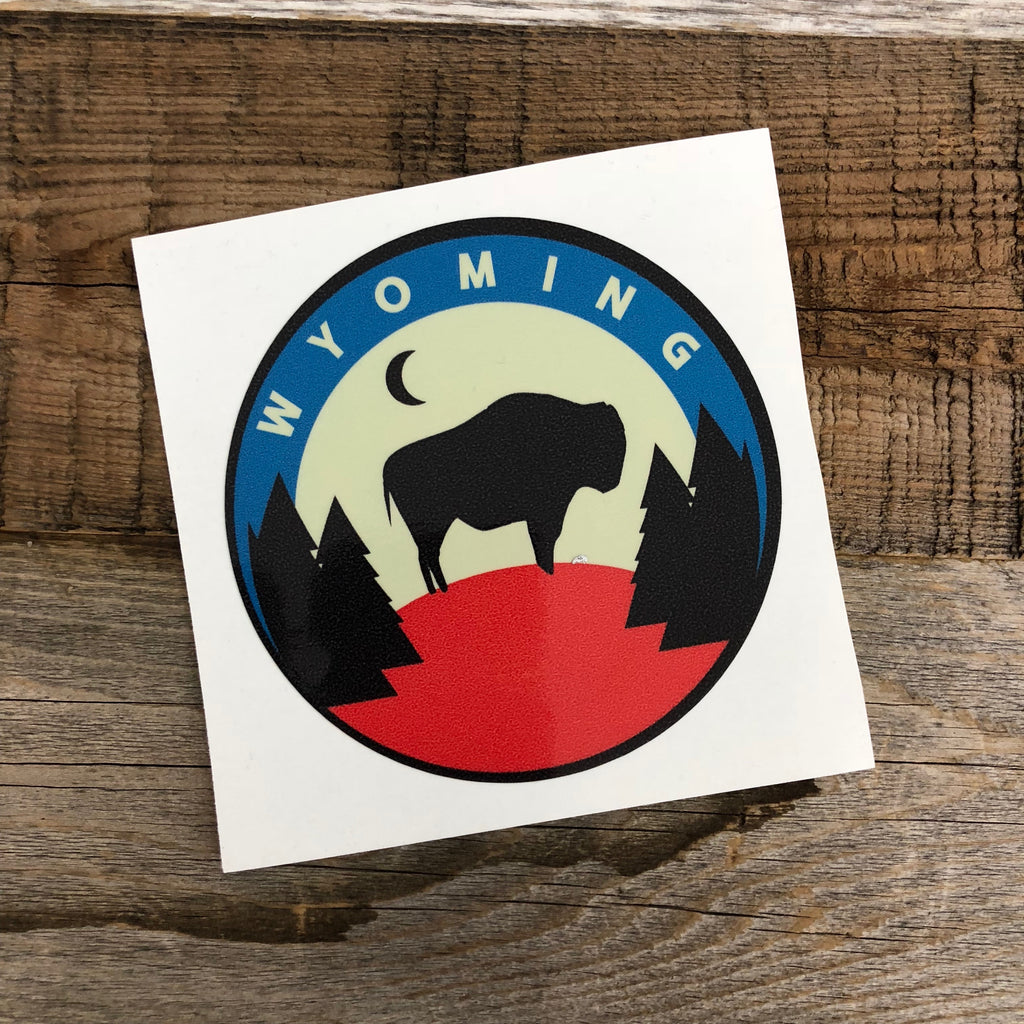 WyoMade!   The Bison represents freedom and is a staple of Wyoming's open spaces. This sticker is sure to appease your desire to roam free.  Be a part of the herd with the Backwoods Bison from Wyomade.    Size:  3.5"