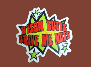 Bison butts words sticker