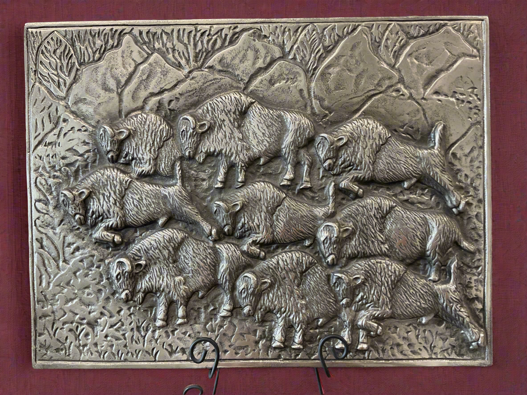 Running Buffalo metal Print