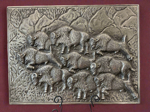 Running Buffalo metal Print