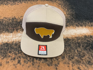 Brown and Gold fall brim bison hat