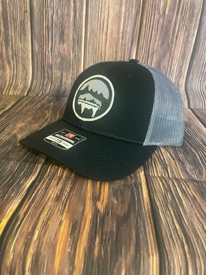 Bison Moon Reflection Patch Hat/ Low Profile/ Black and Charcoal