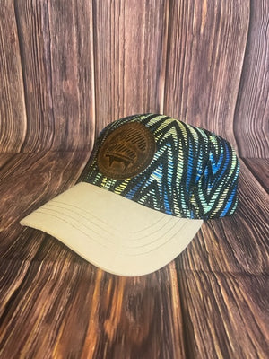 Bison Moon Leather Patch Hat/ Womens CC/ Blue Chevron