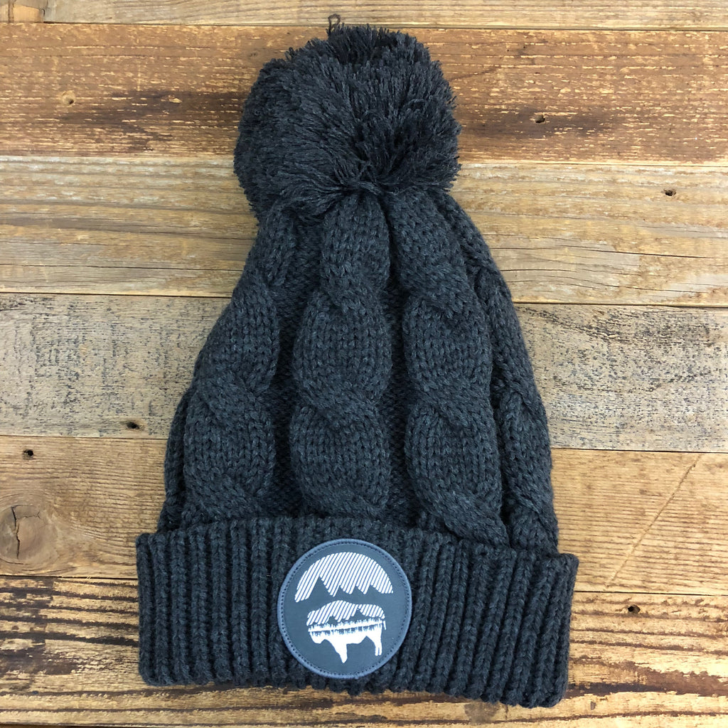 Bison Moon Reflection Pom Beanie - Charcoal