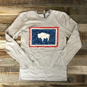 Wyoming Bison Flag Long Sleeve Tee | WyoMade Apparel | Unisex