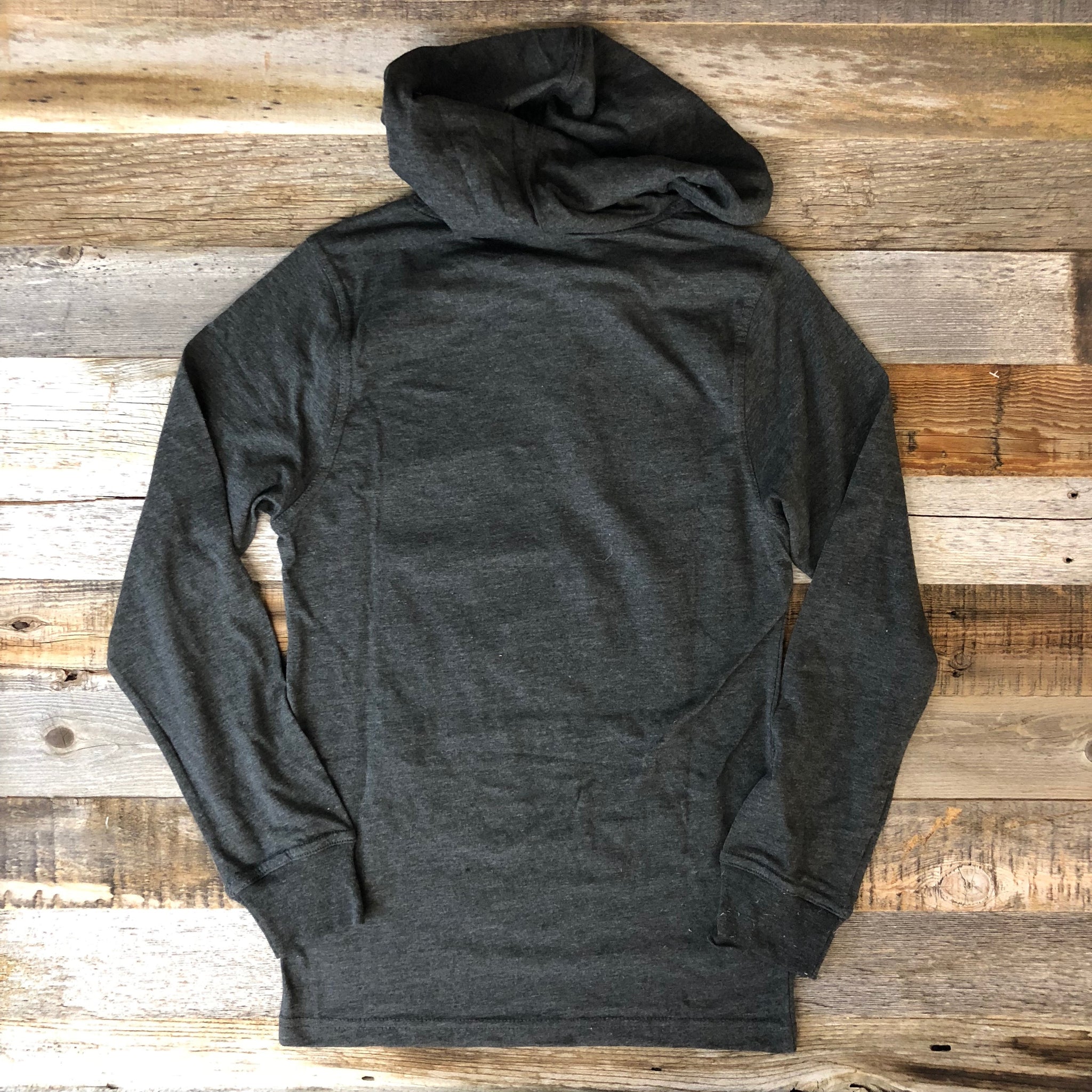 Vintage WyoMade Hooded Long Sleeve- Charcoal