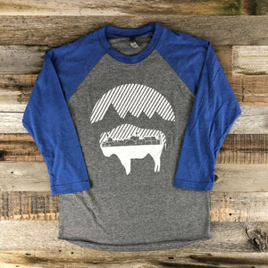 Bison Moon Cityscape Baseball Tee | WyoMade Apparel | Unisex