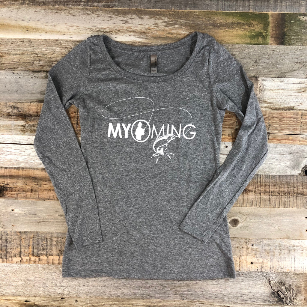 Women's Fish Myoming Long Sleeve- Heather Grey