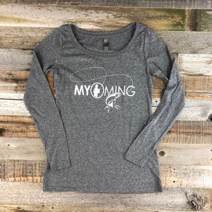 Women's Fish Myoming Long Sleeve- Heather Grey