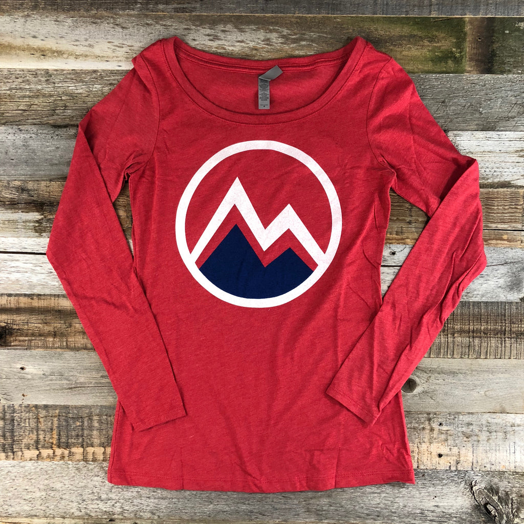 Women's Myoming Mountain Long Sleeve- Red