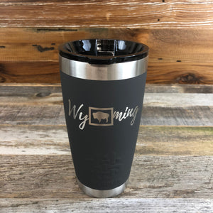 Wyoming Tumbler | 20 oz | Charcoal The WyoMade Wyoming Tumbler is pure beverage containment for 20 ounces of your favorite hot or cold drink.  It comes with a smooth-flow sippy-lid for direct beverage enjoyment.  This Charcoal colored Tumbler is designed for any Wyoming lifestyle and will surely allow you to roam free with your favorite beverage.  Bring some life to the herd with a Wyoming Tumbler from WyoMade.