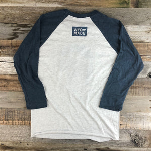 Bison Moon Baseball Tee | WyoMade Apparel | Blue/Blue