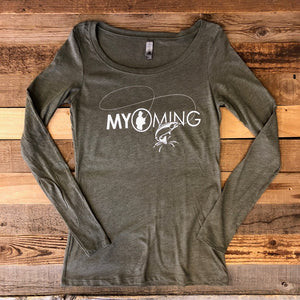 Women's Fish Myoming Long Sleeve- Vintage Green