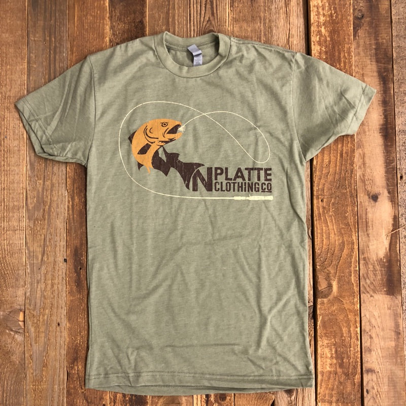 Men's North Platte Clothing Co. Fly Rod Trout Tee- Olive