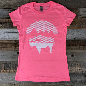Women's Bison Moon Fit Tee- Pink