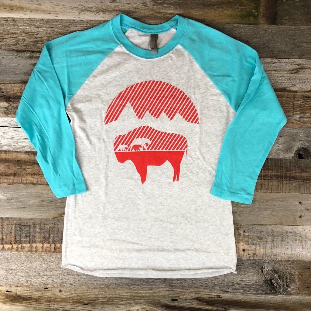 Bison Moon Mama Bear Baseball Tee | WyoMade Apparel | Women's