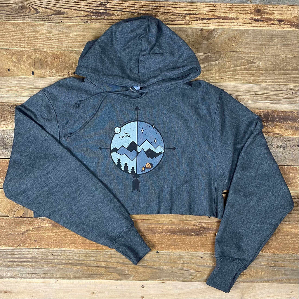 Women's | Not All Who Wander Champion ® Cropped Cutoff Hoodie | WyoMade Apparel